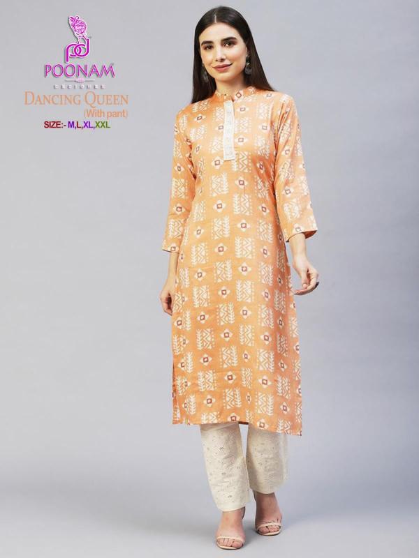 poonam Dancing Queen Casual Wear  Kurti With Pant Collection
